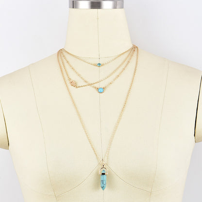 Fashion Eye Natural Tophus Necklace Crystal Column Pendant Necklace Combination 65deb767 d3c6 4ad8 bb59 6af8579a2f31