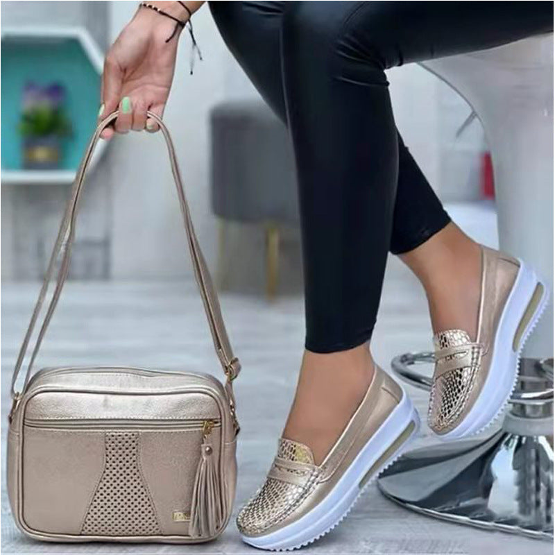 New Casual Pumps Women's Autumn Solid Color Round Toe Low-top Belt Buckle European And American Soft Bottom Work Shoes Peas S