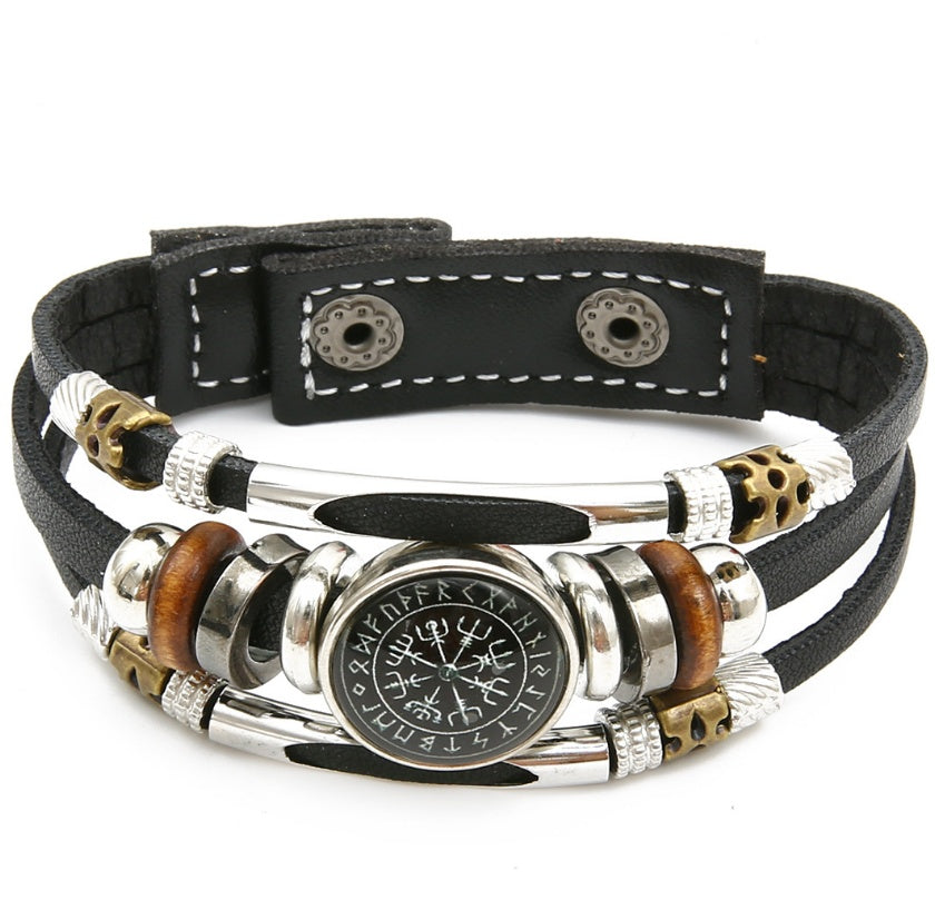 Viking Pirate Compass Pattern Leather Bracelet 65ff29ae 67b5 4341 b7d8 c65e38a72c36