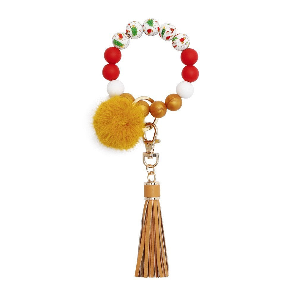 Silicone Wrist Keychain Handmade Beaded Leather Tassel Bracelet 660937a2 97e0 40b9 b8ec 1b737f704ad5