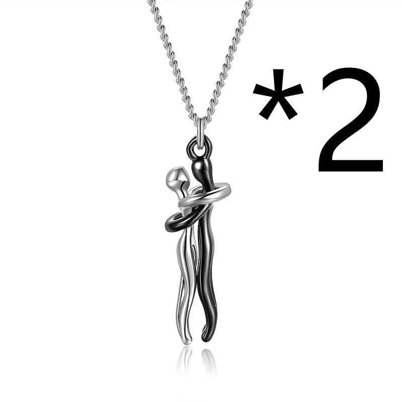 Hot Sale Affectionate Hug Necklace Couples Anniversary Valentine's Day  Gift Fashion Punk Street Style Pendant Necklace 660c6