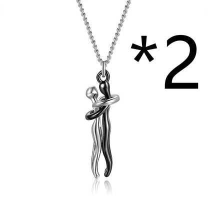 Hot Sale Affectionate Hug Necklace Couples Anniversary Valentine's Day  Gift Fashion Punk Street Style Pendant Necklace 660c6