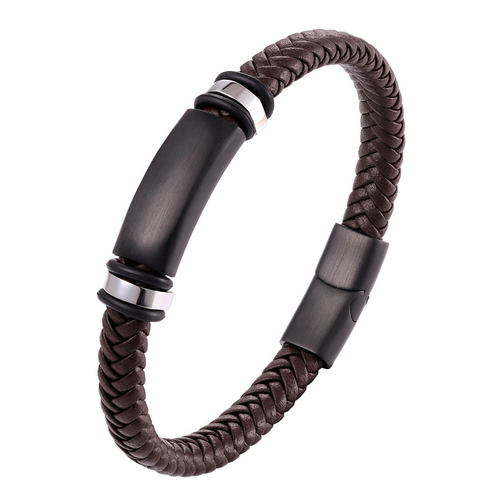 Men's multi-layer braided leather bracelet 663411784264