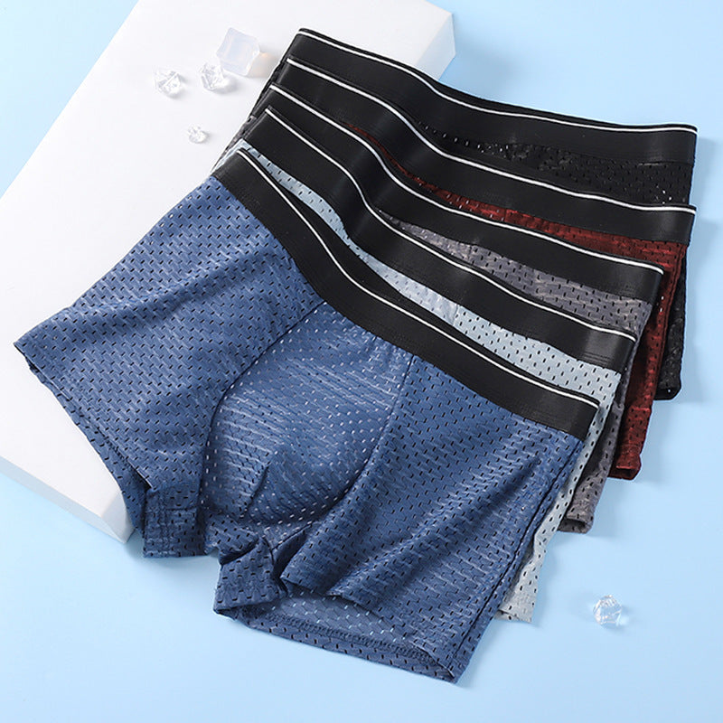 Ice Silk Full Mesh Large Size Men's Underwear Cotton Crotch Mid-waist Boxers 6635027d d79a 47e7 bca8 e88ca5f2e170