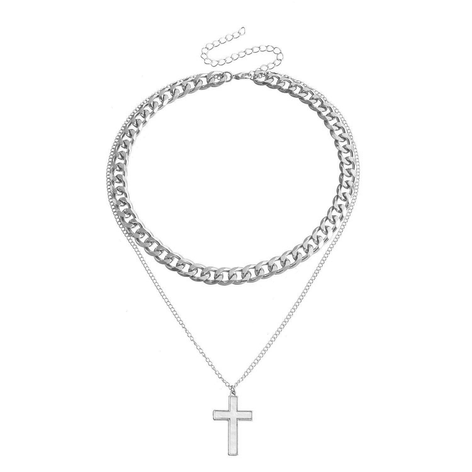 Double Layer White Shell Necklace Fashion Personality Metal 663586c6 fa70 410b 9c04 8ce46e0262bd