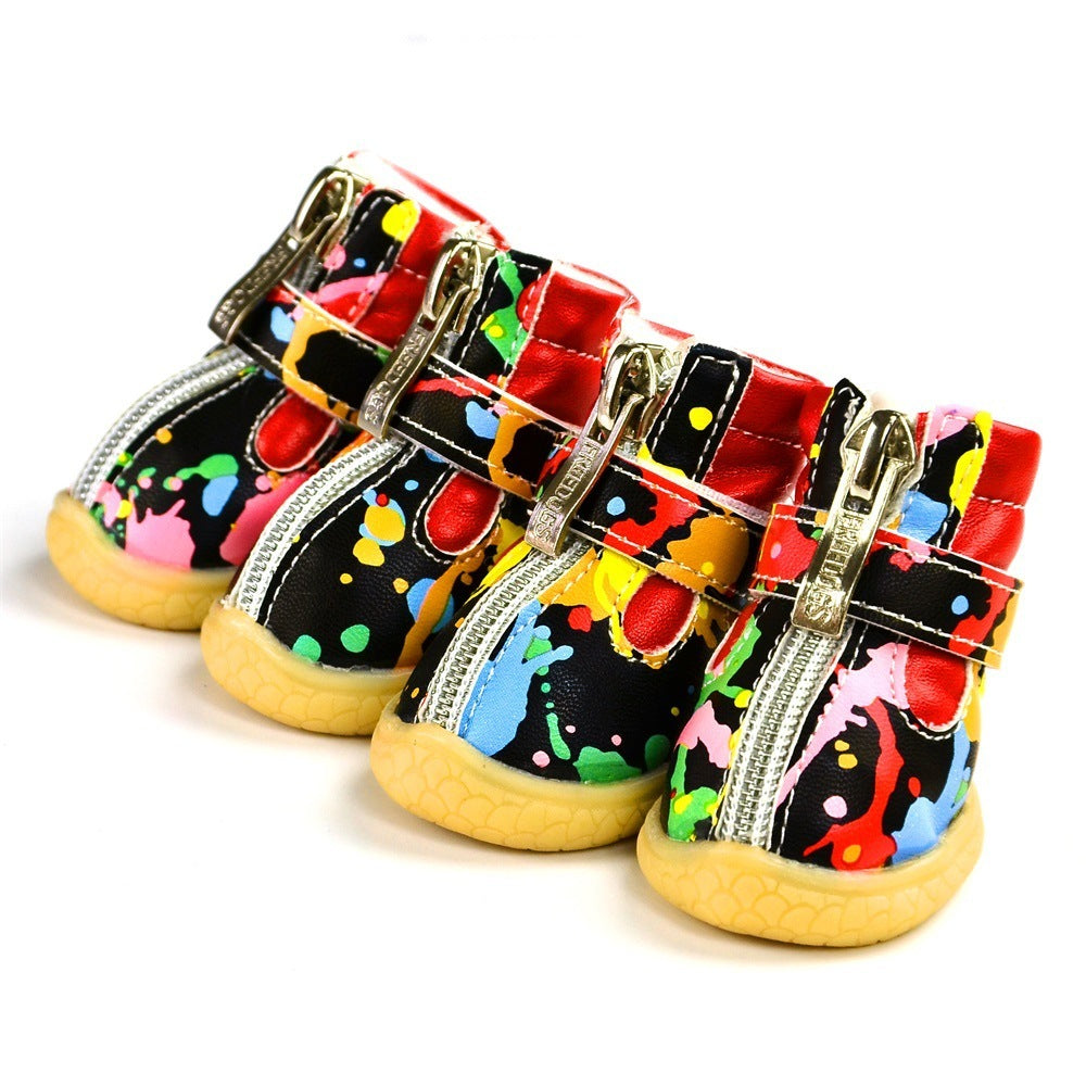 Dog PU Leather Fleece-lined Pet Cotton Shoes 664a4665 5326 439d 89d9 e49e24206f7a