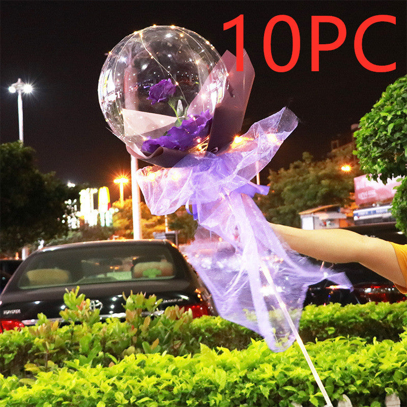 LED Luminous Balloon Rose Bouquet Transparent Bobo Ball Rose 6673960588704