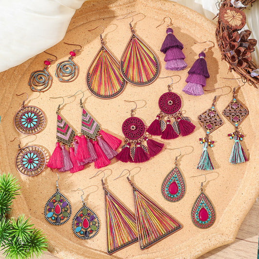 Vintage Bohemian Style Hand-woven Tassel Earrings 6679ea4e 6aef 44f1 9c1c d8c19cbdb3e6