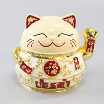 Lucky Cat Ashtray Creativity Personality Trendy Home Living Room With Cover Anti-fly Ash Uxury High-end Simple Ashtray - 图片 9