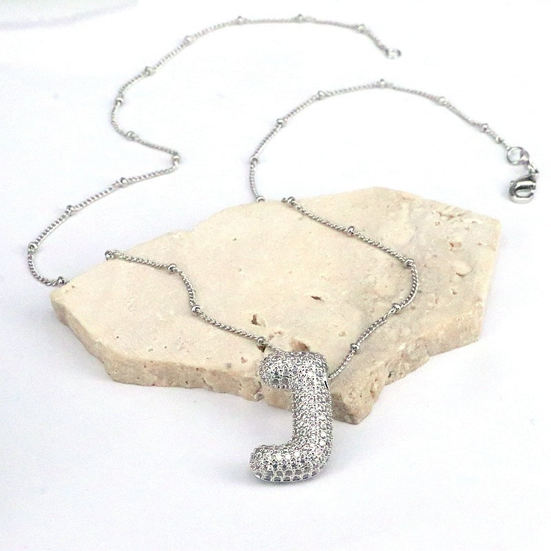 Brass Zircon Bubble Balloon Letter Pendant Necklace For Women 667d70b2 db07 4f0b 998c d88e0bbb4c90