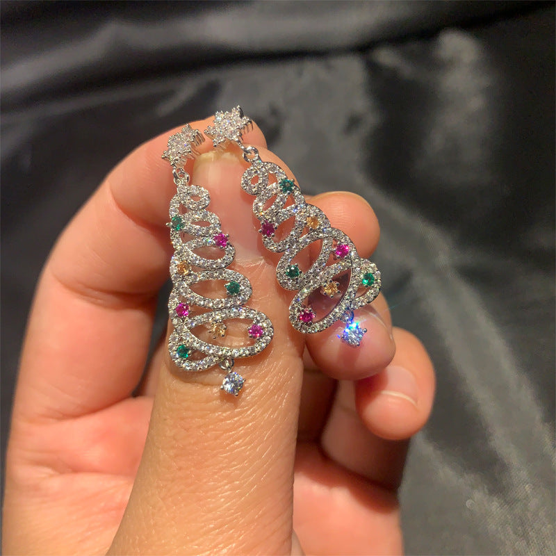 Colorful Diamond Inlaid Christmas Tree Earrings 66895695 cf7a 4124 955f 0f9f6fe6f7b1