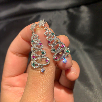 Colorful Diamond Inlaid Christmas Tree Earrings 66895695 cf7a 4124 955f 0f9f6fe6f7b1