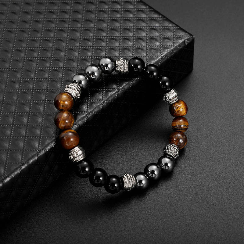 Black frosted stone tiger eye bracelet 669252111744