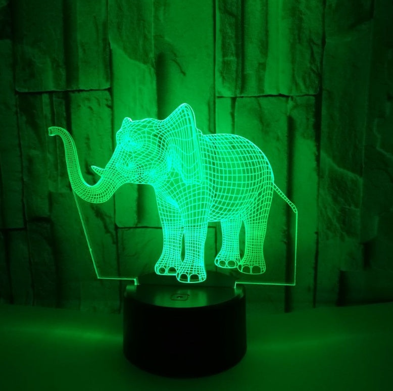 New elephant 3D light Colorful touch 3D LED visual light Gift decoration 3D small table lamp 669582290405