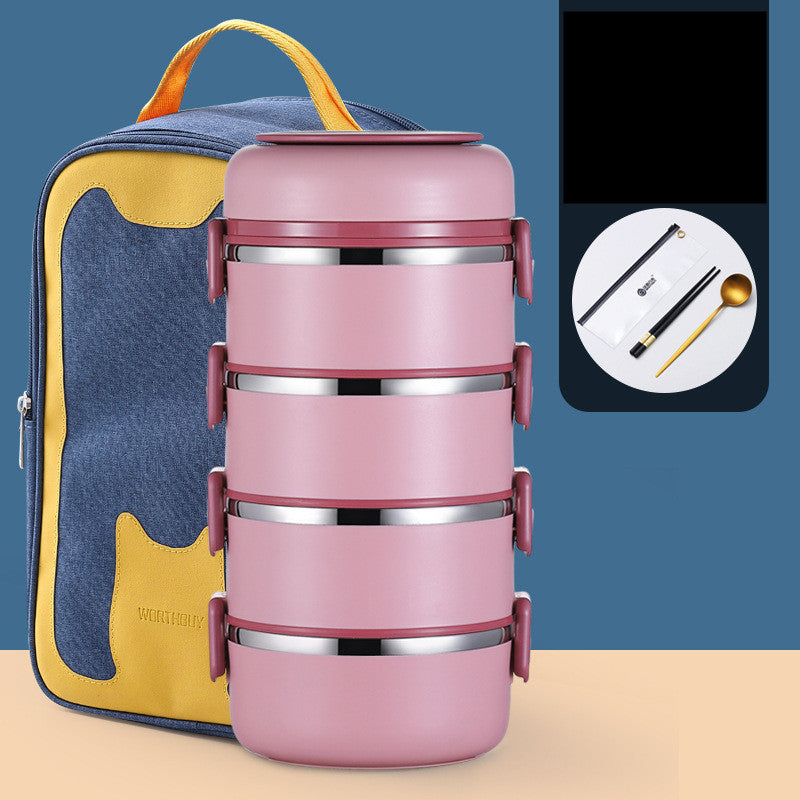 304 Stainless Steel Insulated Barrel Multi-layer Lunch Box - HD Wireless Product #17