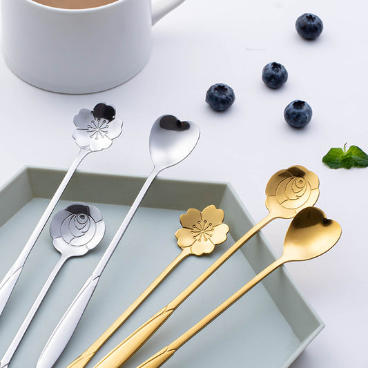 Stainless Steel Korean Spoon Long Handle Cherry Blossom Stirring 66d7e1bc 75ee 41b8 8c55 b4eaee2ec565