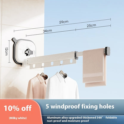 Suction Cup Folding Clothes Hanger Indoor Home Balcony Aluminum Retractable Drying Rack No Punching Folding Clothes Hanger 66