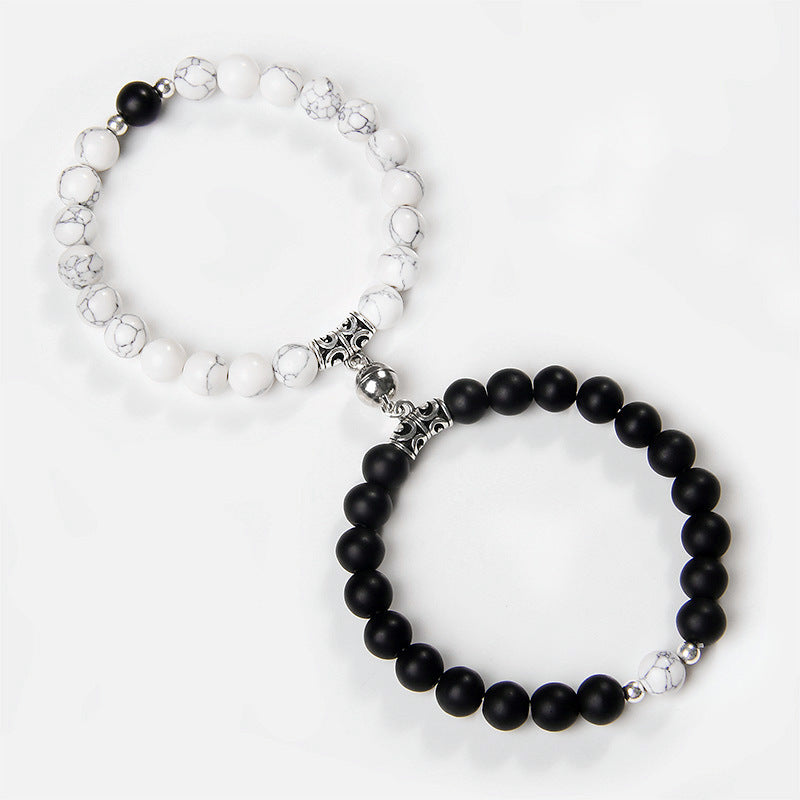A Pair Of Distressed Natural Stone Couple Bracelets - HD Wireless Product #2