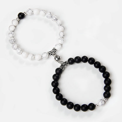 A Pair Of Distressed Natural Stone Couple Bracelets - HD Wireless Product #2
