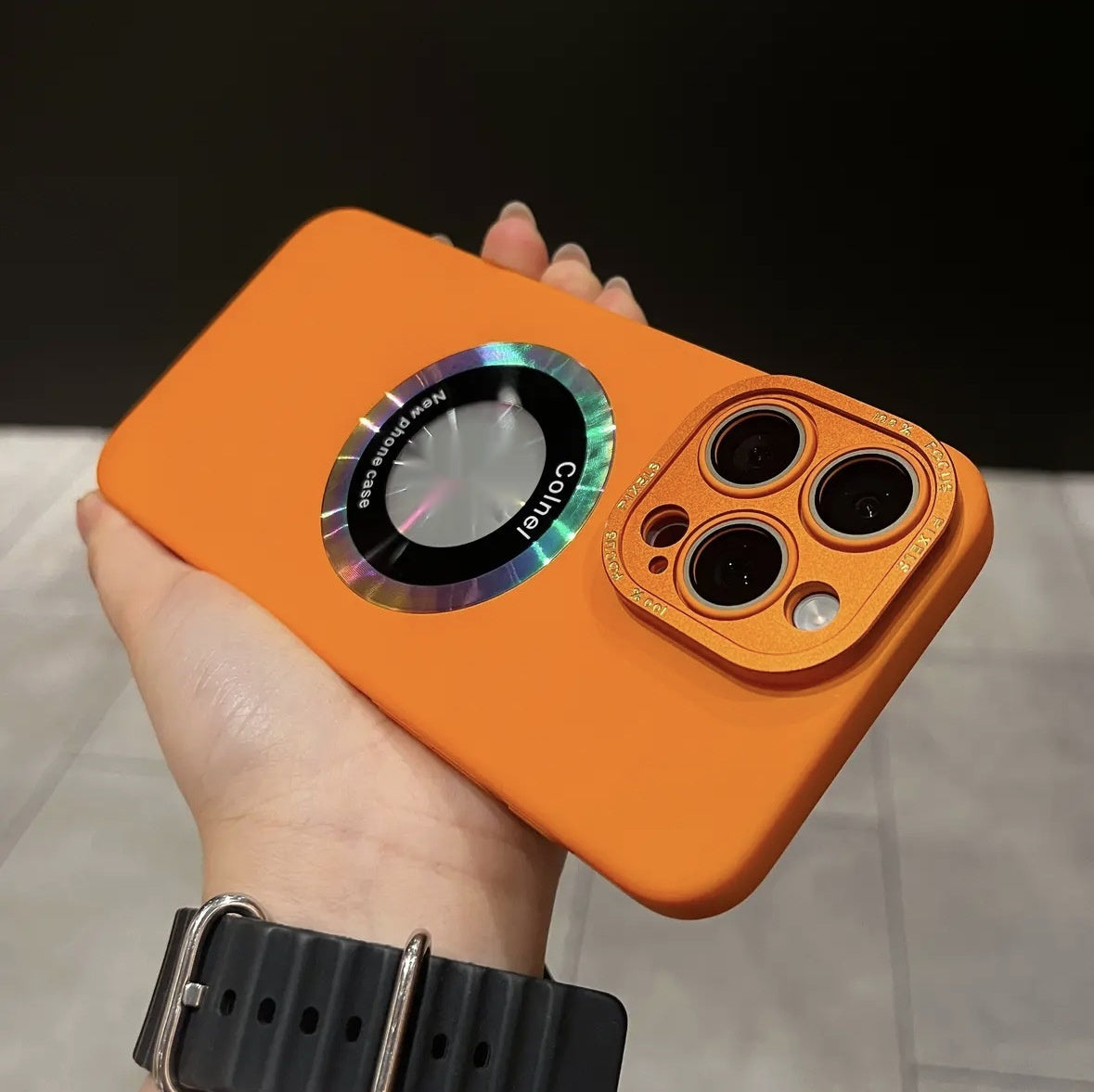 Metal Lens Frame Frosted Phone Case - 图片 7