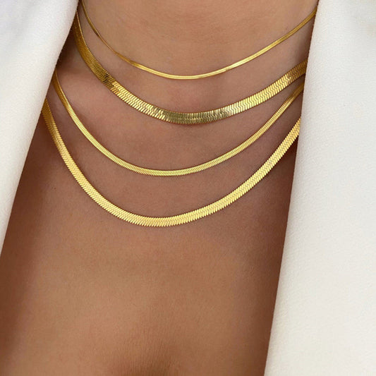 Titanium Steel Flat Snake Bone Chain Women's Short Necklace 6701b7a8 2253 4aff b626 103760f3ed30