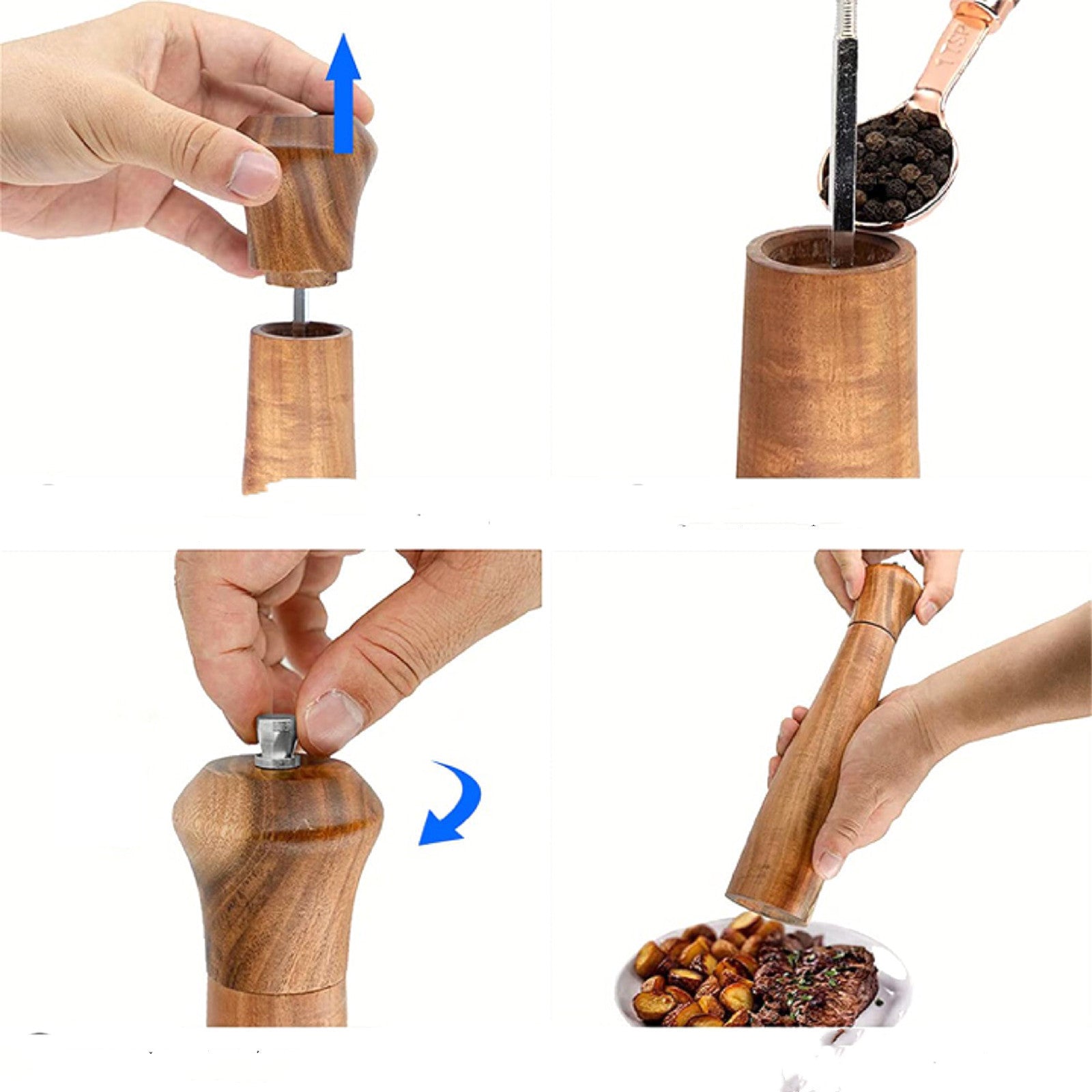 Seasoning Bottle Pepper Mill Spice Mill Wooden Kitchen Use 67184b04 aaf7 4630 9606 6fd8ff9b85de