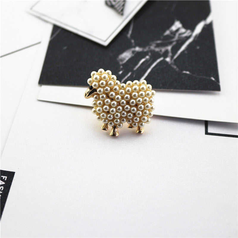 Full lamb pearl cute lamb brooch 6721449942873