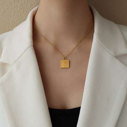 European And American Ins Wind Rose Flower Pendant Square Necklace 672c5834 3f0d 4d7a 8339 c8db62b1fdb5