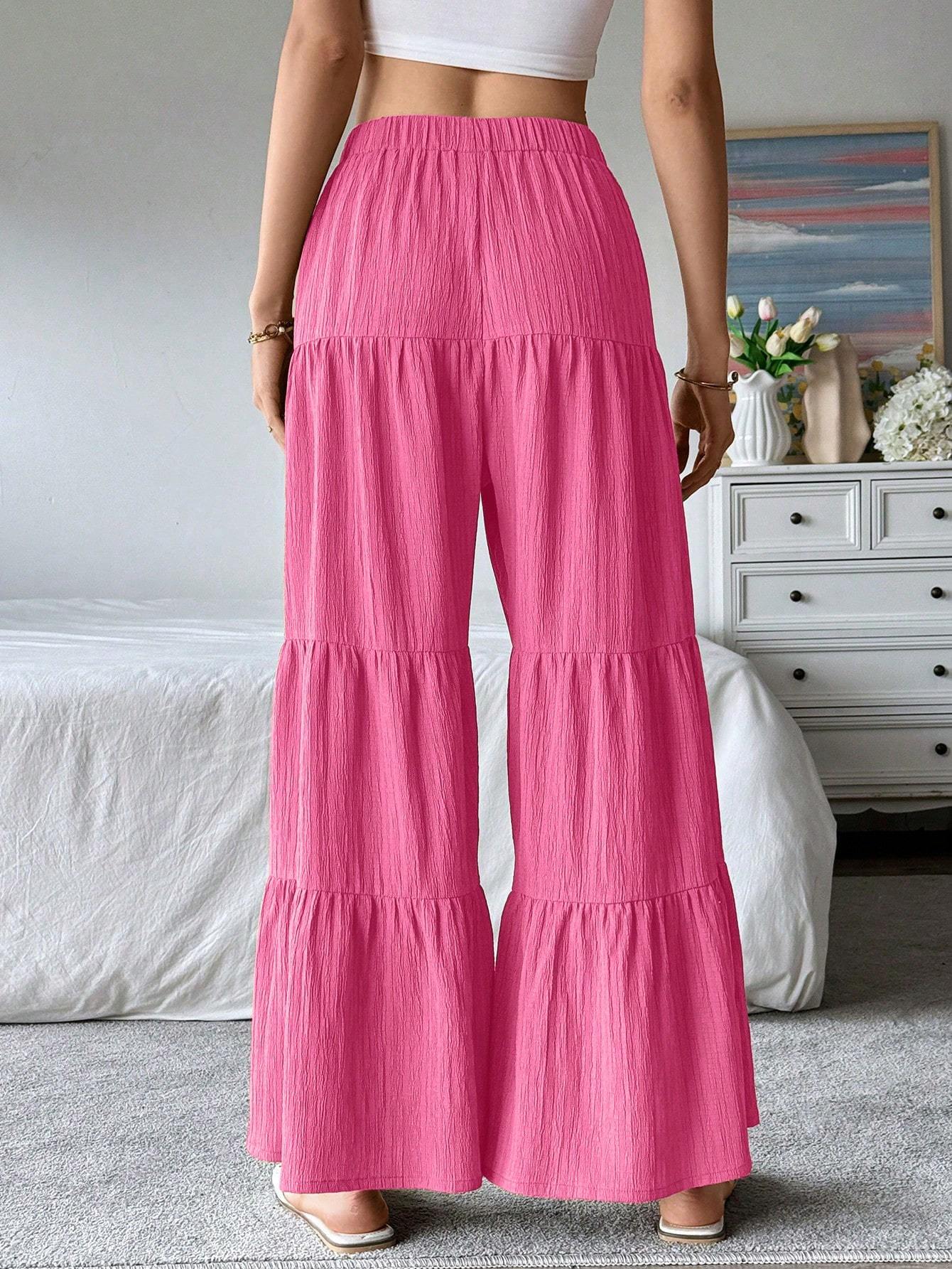 Women's Elegant Textured Casual Comfortable Long Pants 674dacb3 0c34 4e69 a548 6b5843a3854e