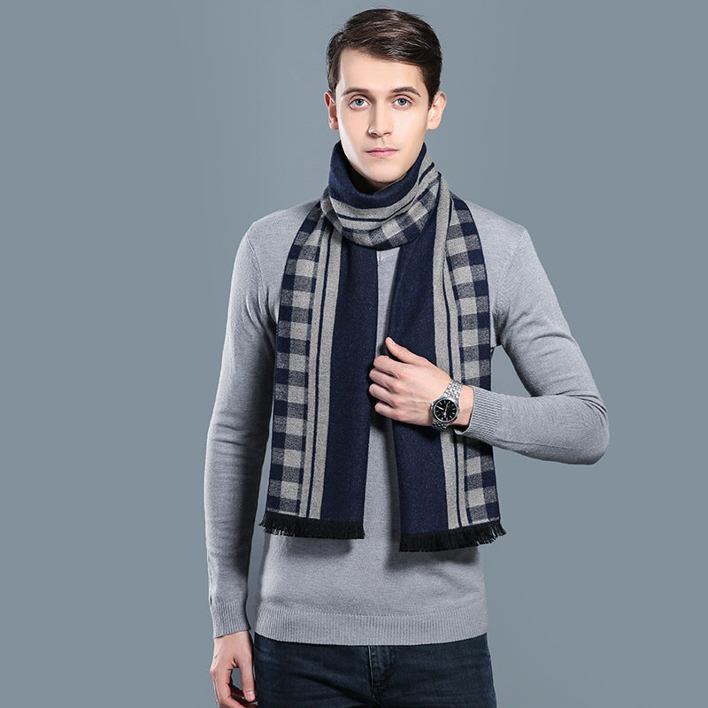 Simple Plaid Warm Keeping Artificial Cashmere Scarf 675b4798 0f5b 4eb6 b8b2 d2fdc565a753