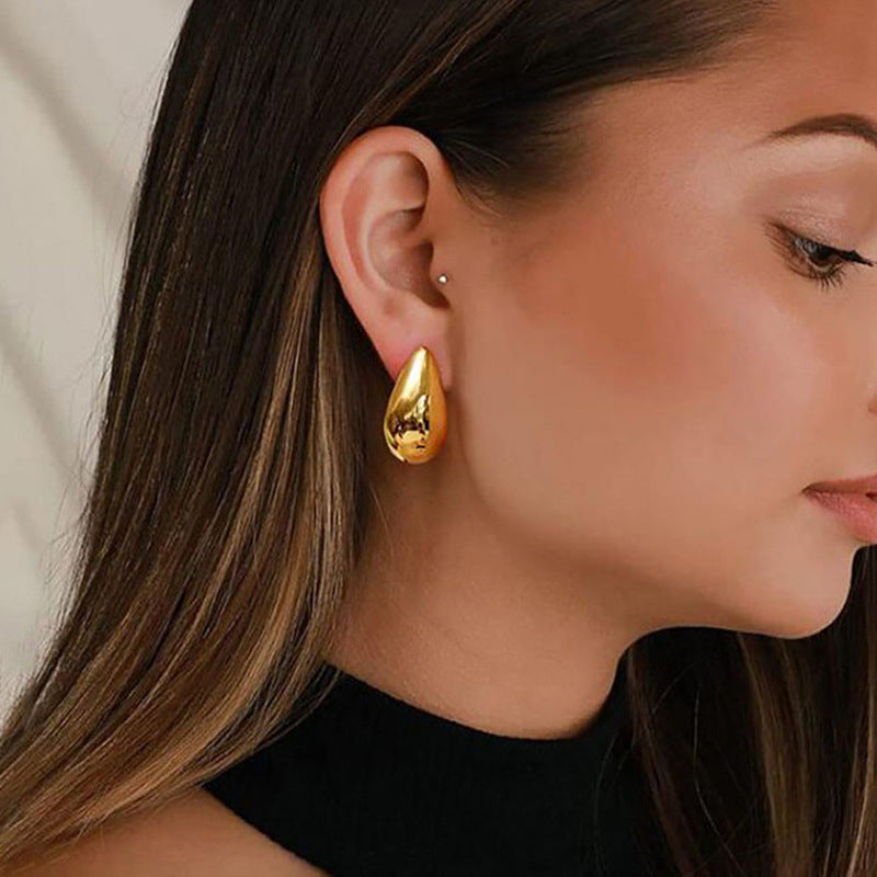 Metal Texture High-grade Earrings Golden Water Drop 6760de5c 00b4 4ade 8c4f ab754a66b4aa