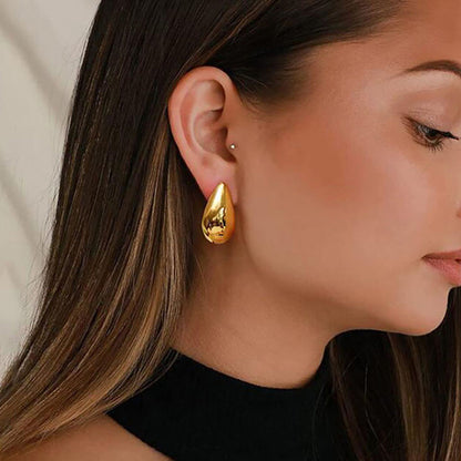 Metal Texture High-grade Earrings Golden Water Drop 6760de5c 00b4 4ade 8c4f ab754a66b4aa
