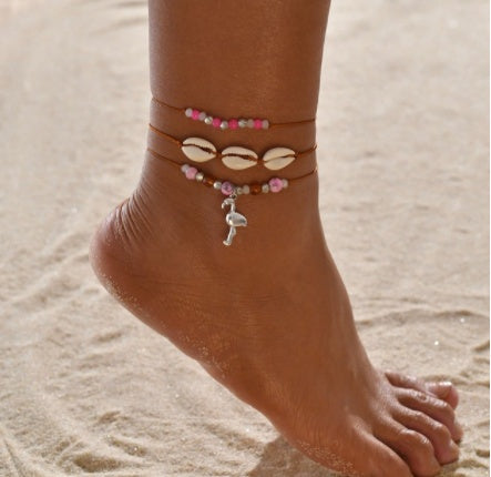 Fashion Shell Rice Beads Hand-Woven Adjustable Anklet Ocean Wind Beach Accessories 676642d2 f1c1 42d5 9807 bb6162c8c429
