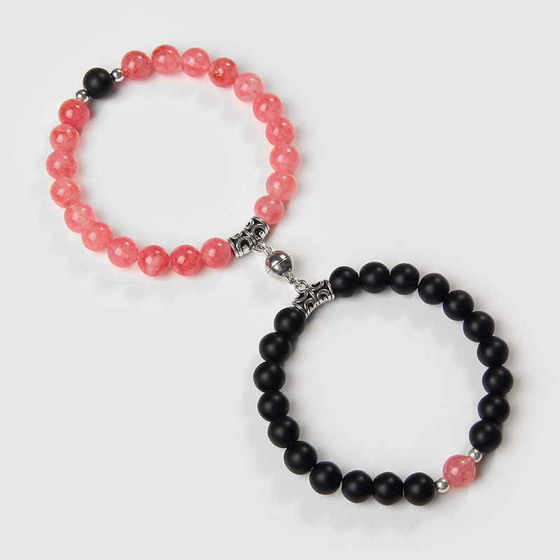 A Pair Of Distressed Natural Stone Couple Bracelets - HD Wireless Product #3