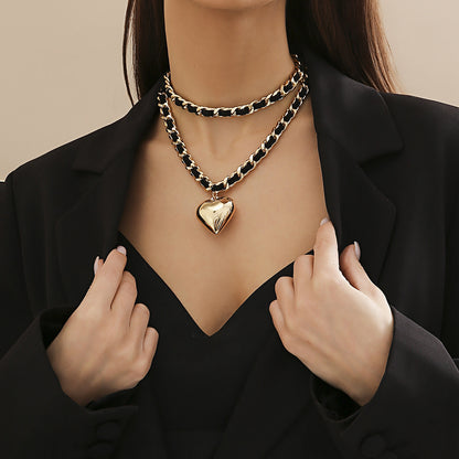 Big Love Double-layer Chains Design Necklace Women Street Punk Style Necklace Fashion Jewelry 67d324d7 1fd3 446f 90c3 d4077e8