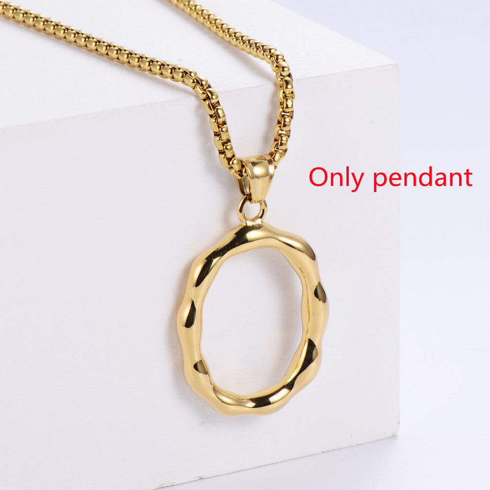 Three-dimensional 26 English Letter Pendant Necklace Fashion Jewelry Titanium Steel Couple Ornament 67da45ef 5607 4860 90b9 b