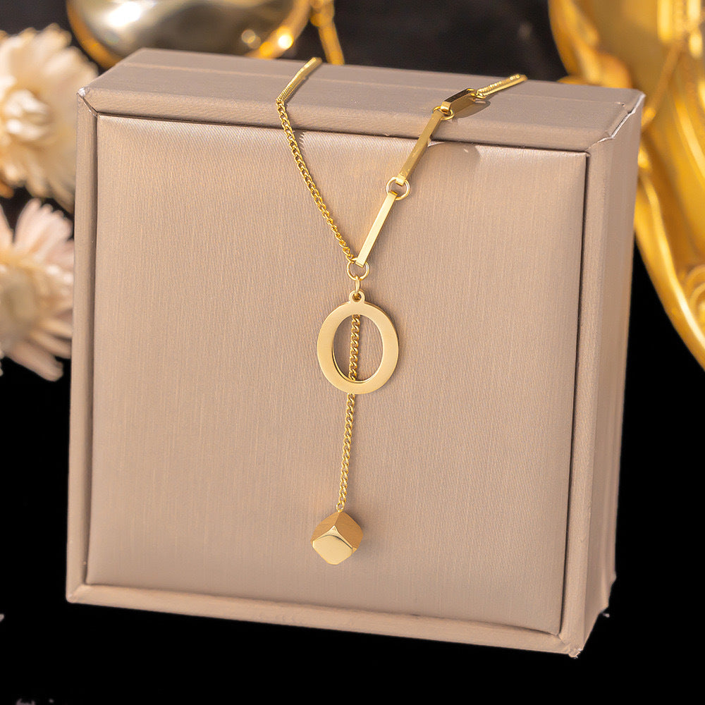 Necklace Ornament Titanium Steel Tassel 26 Letters Female Small Square Pendant Graceful Personality Jewelry 67e2484f 2bb8 433