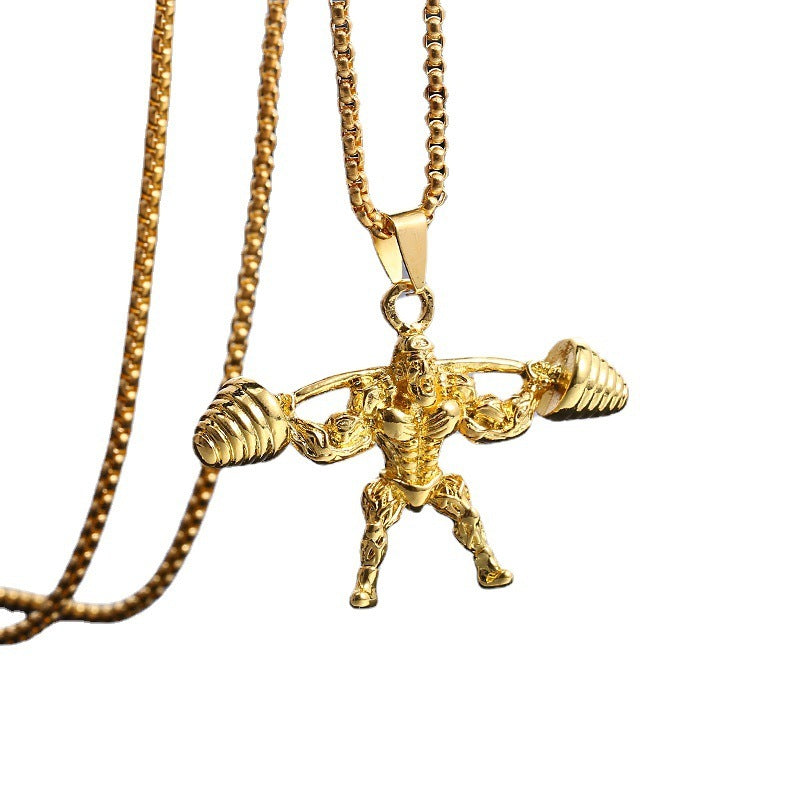 Stainless Steel Hip Hop Barbell Weightlifting Fitness Pendant Necklace 67e4c503 c2a6 476c be33 a2e57dccee6f