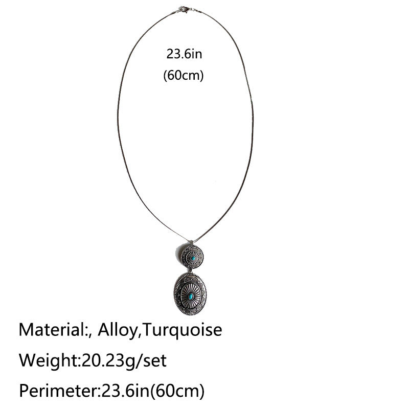 Ethnic Style Retro Jewelry Simple Turquoise Pumpkin Flowers Metal Long Chain 67f7986f a0f7 421c 833f deb8d0b10474