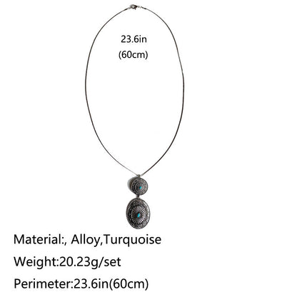Ethnic Style Retro Jewelry Simple Turquoise Pumpkin Flowers Metal Long Chain 67f7986f a0f7 421c 833f deb8d0b10474
