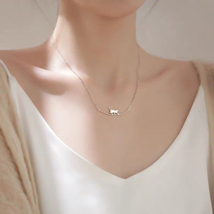 Fashion Jewelry Cute Climbing Cat Pendant Necklace Niche 68055dff b9f7 4e02 8053 e3af530a7143