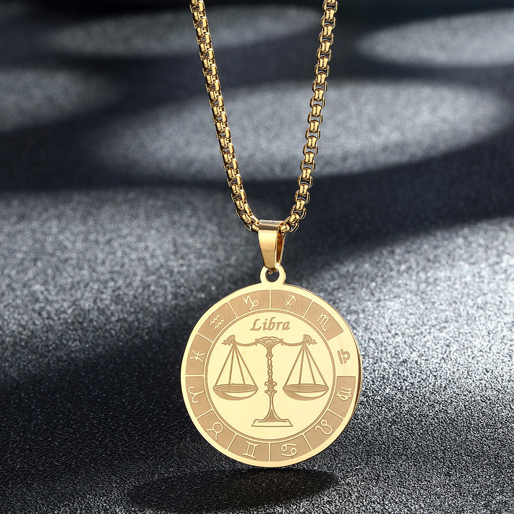 Stainless Steel Constellation Pendant Necklace Gold Medal Necklace 68067d52 f8d0 42f2 8b9e a805e9b0a96f