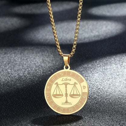 Stainless Steel Constellation Pendant Necklace Gold Medal Necklace 68067d52 f8d0 42f2 8b9e a805e9b0a96f