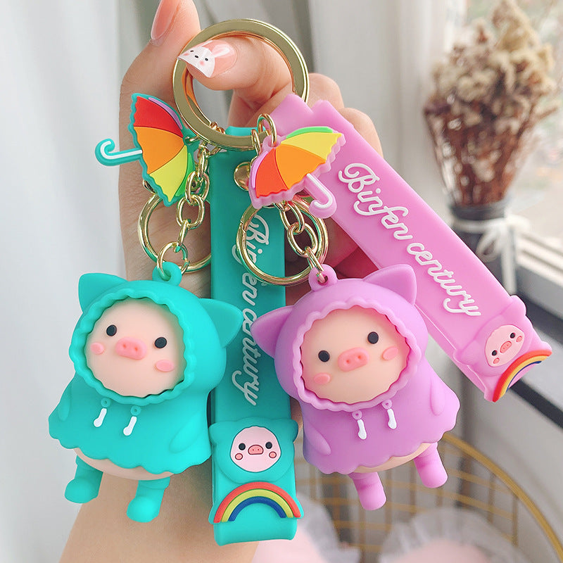 Raincoat Piggy Cute Cartoon Keychain Creative Accessories 681669d6 3d98 4e0a 975f c580f1efbdb6
