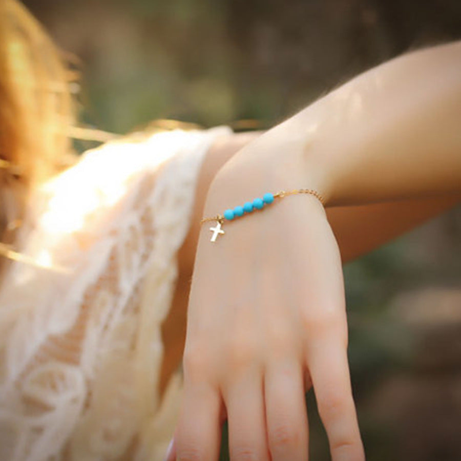 Simple turquoise beaded women's bracelet 6818338999673