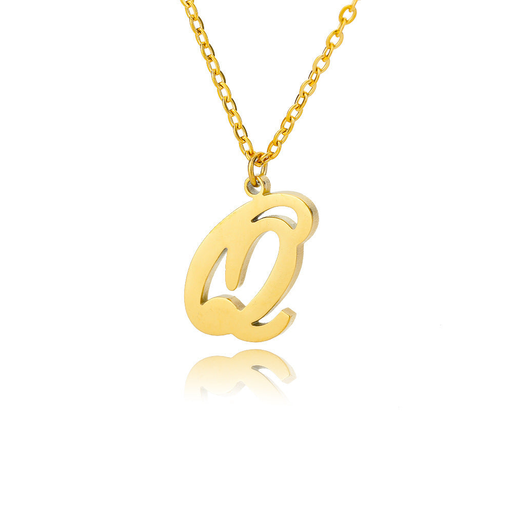 Stainless Steel 26 English Letter Necklace 6839d77a d155 48e3 a3de a687a2ec35eb