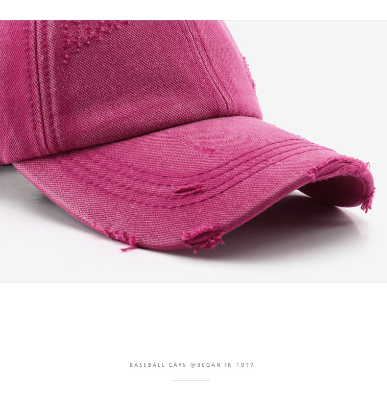 Men's And Women's Fashion Wash Ripped Denim Peaked Hat