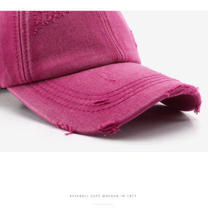 Men's And Women's Fashion Wash Ripped Denim Peaked Hat