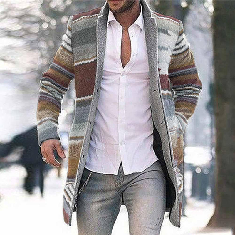 Mid-length Cardigan Casual Trench Coat Men 684735426626