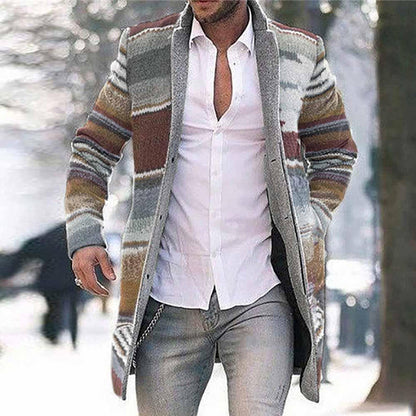 Mid-length Cardigan Casual Trench Coat Men 684735426626